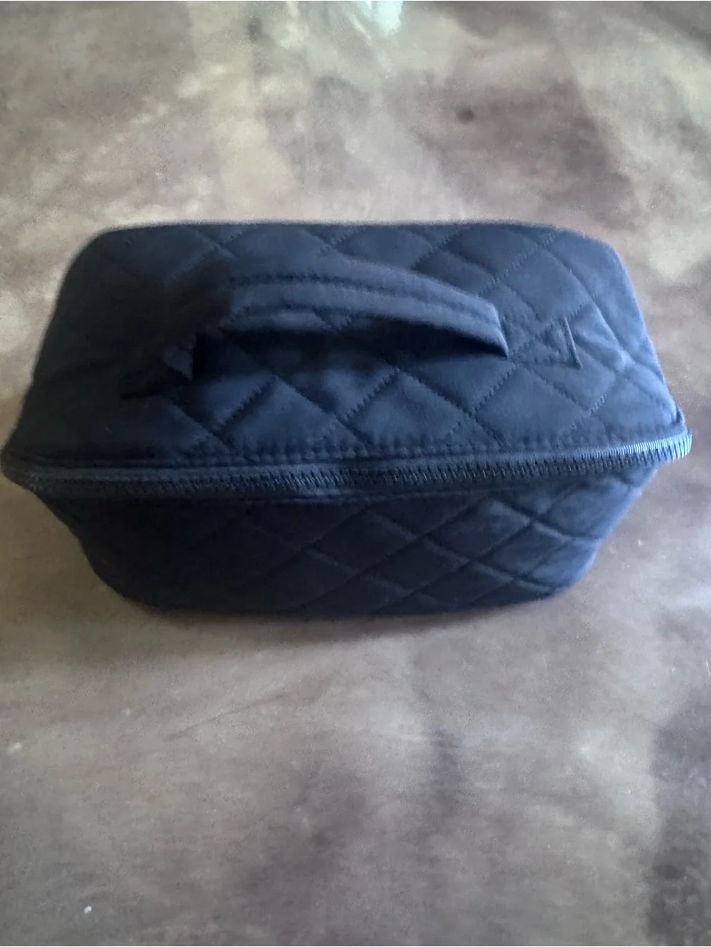 Classic Quilted Black Cosmetic Case with Top Handle